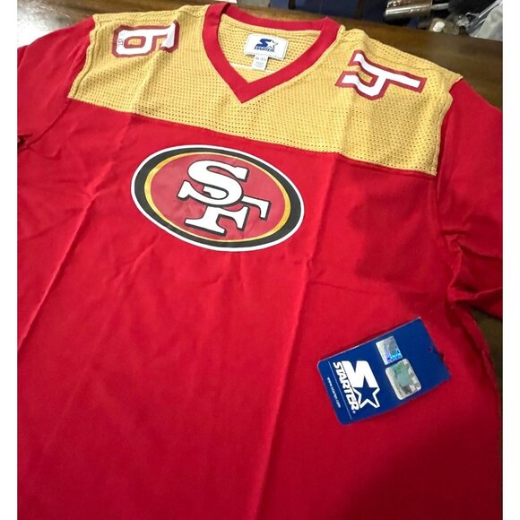 San Francisco 49ers Mens Red & Gold Mesh V-Neck Jersey XL By Starter - Picture 3 of 7
